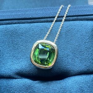 Green Tourmaline necklace huge 11+ carat